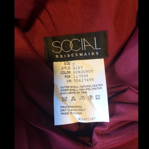 Social Bridesmaid Burgundy Dress #8157 - Picture 7 of 8